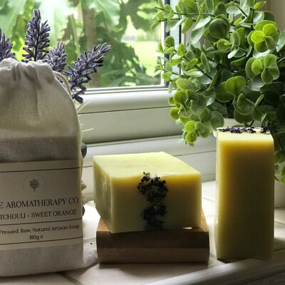 Jabón vegano de pachulí y naranja dulce | Una compañía de aromaterapia.