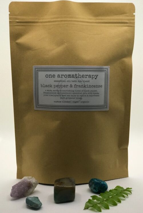 Black Pepper & Frankincense Bath Spa Salts | One Aromatherapy Co. - 500g