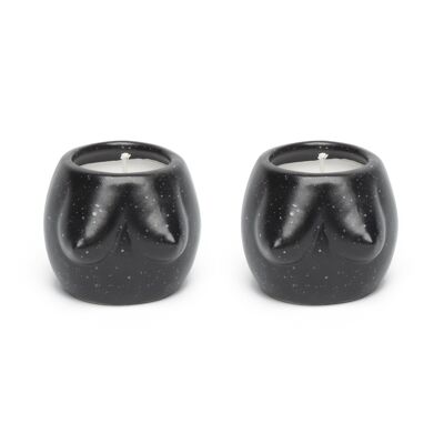 LOT DE 2 BOUGEOIRS TITS NOIR GRANDE TAILLE HF