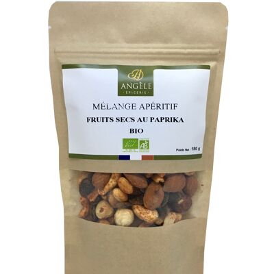 Organic aperitif mix of dried fruits with paprika