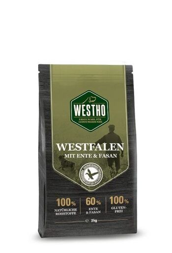 Nourriture sèche pour chiens Westphalia 2,0 kg (avec 60% de canard et de faisan)