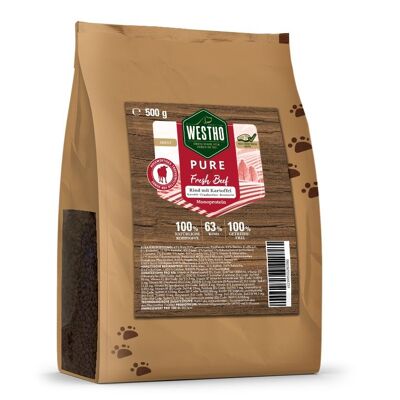 Pienso seco para perros Pure Line Ternera & Patatas 500g (con un 63% de ternera)