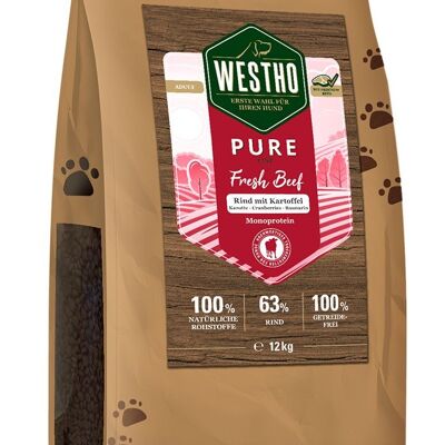 Pienso seco para perros Pure Line Ternera & Patatas 12 kg (con un 63% de ternera)