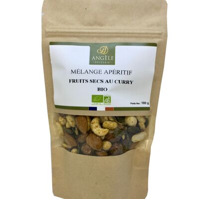 Organic aperitif mix of dried fruits with curry