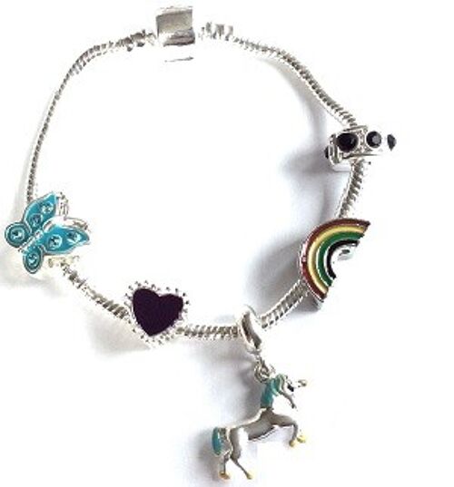 Children's 'Magical Unicorn' Silver Plated Charm Bracelet 16cm