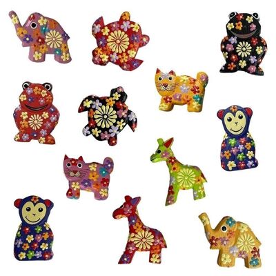 Handmade Animal Fridge Magnet, Assorted, Pack of 12