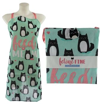 Tablier en poly coton - Chat Feline Fine Feed Me Meow 1