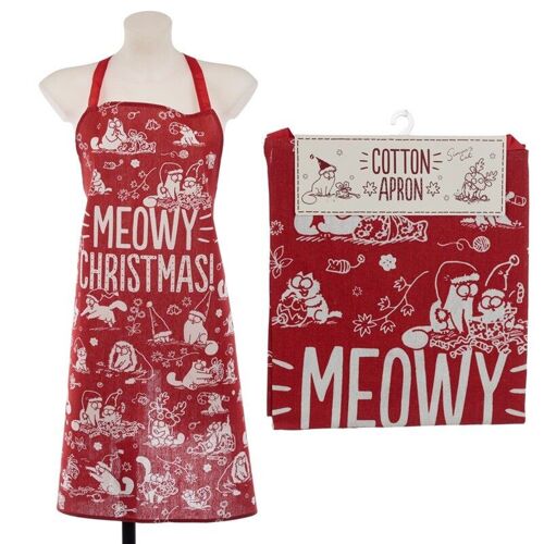 Poly Cotton Apron - Simon's Cat Meowy Christmas