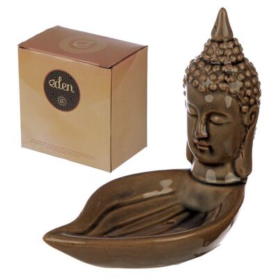 Quemador de palitos y conos de hoja de Buda tailandés de cerámica Eden