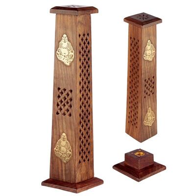 Quemador de torre Ashcatcher de madera de sheesham Buda chino