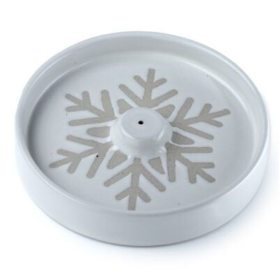 Christmas Snowflake White Stoneware Incense Burner Dish