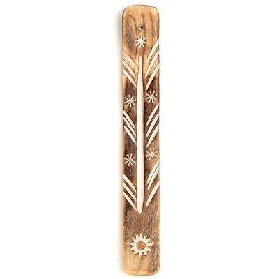 Brûleur de bâtons d'encens Sun Ashcatcher en bois de manguier