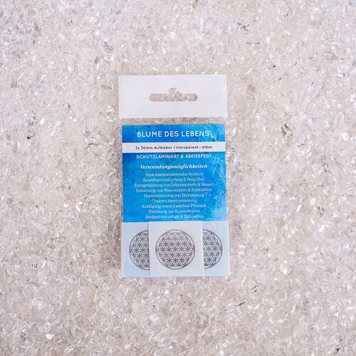 Aufkleber Blume des Lebens 3x d30mm silber