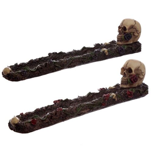 Skulls and Roses Ashcatcher Incense Stick Burner
