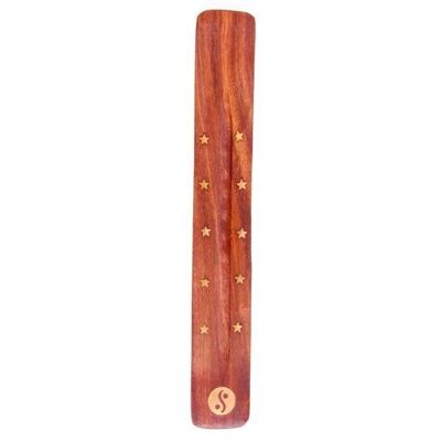 Sheesham Wood Ashcatcher Stick Burner with Brass Ying Yang