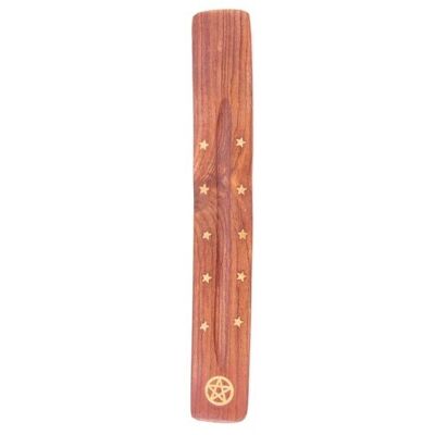 Aschenfänger-Stabbrenner aus Sheesham-Holz mit Pentagrammsternen