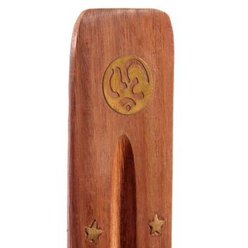Brûleur bâton attrape-cendres en bois de sheesham avec étoiles symboliques 6