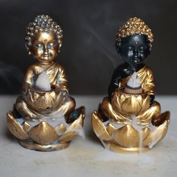 Petit brûleur d'encens Bouddha et Lotus Backflow 2