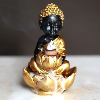 Petit brûleur d'encens Bouddha et Lotus Backflow 3
