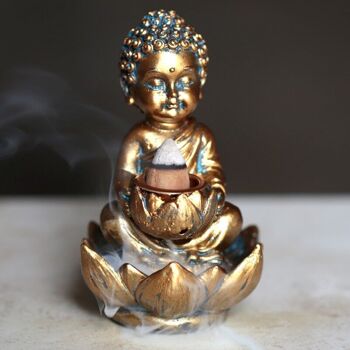 Petit brûleur d'encens Bouddha et Lotus Backflow 4