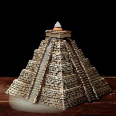 Quemador de incienso de reflujo piramidal azteca