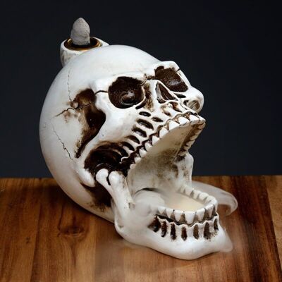 Skull with Open Mouth Backflow Incense Burner