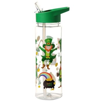 Bouteille d'eau avec paille rabattable - Luck of the Irish Leprechaun 6