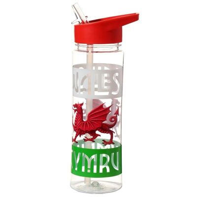 Wasserflasche mit Strohhalm - Wales Welsh Dragon Cymru