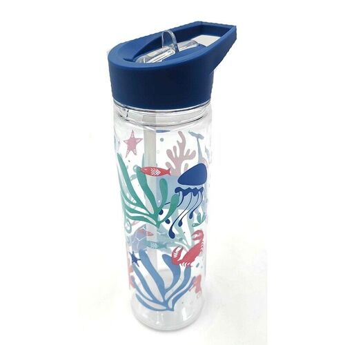 Reusable 550ml Water Bottle with Flip Straw - Eco Sealife