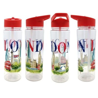 Wiederverwendbare 550-ml-Wasserflasche mit Strohhalm - London Tour