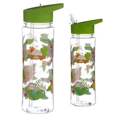 Botella de agua con popote giratorio - Just Hanging Around Sloth
