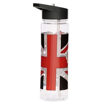 Bouteille d'eau avec paille rabattable - Union Jack Skulls and Roses 3