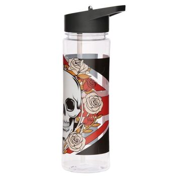 Bouteille d'eau avec paille rabattable - Union Jack Skulls and Roses 5