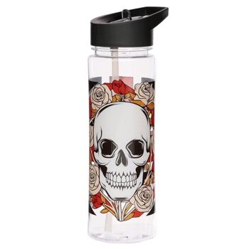 Bouteille d'eau avec paille rabattable - Union Jack Skulls and Roses 7