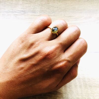 Anello Margaux Labradorite Oro