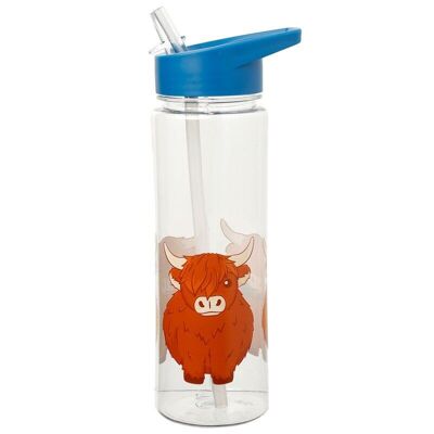 550ml Water Bottle with Flip Straw - Highland Coo Cow