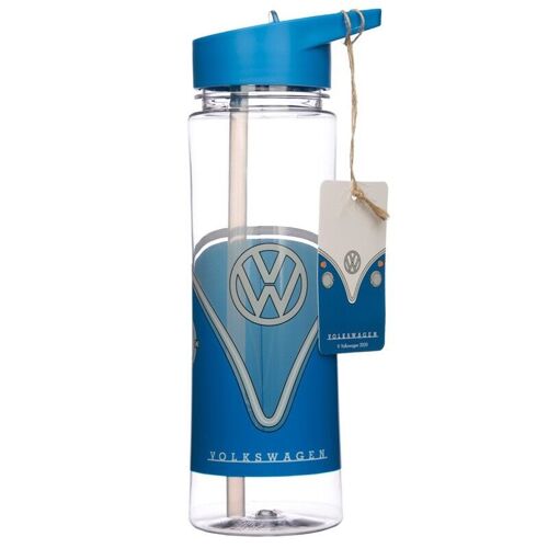 Shatterproof Bottle with Flip Straw - VW T1 Camper Bus Blue