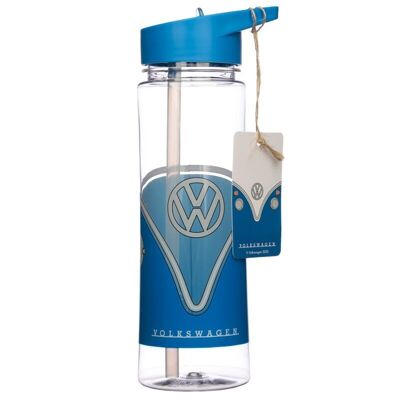 Bruchsichere Trinkflasche mit Strohhalm - VW T1 Camper Bus Blau