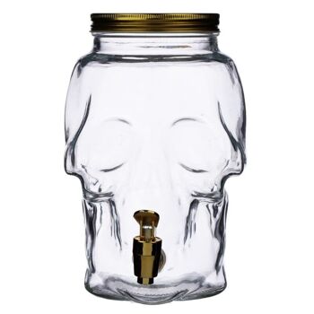 Skulls & Roses Carafe à eau en verre transparent en forme de crâne 2.6L 2