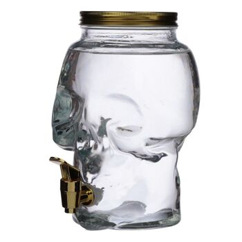 Skulls & Roses Carafe à eau en verre transparent en forme de crâne 2.6L 3