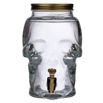 Skulls & Roses Carafe à eau en verre transparent en forme de crâne 2.6L 4