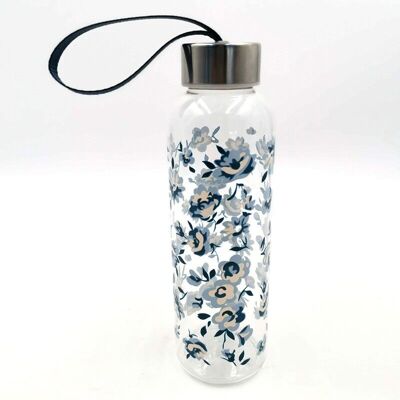 Botella de agua de plástico reutilizable Peony de 500 ml con tapa metálica