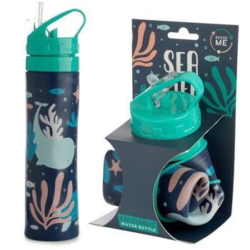 Bouteille d'eau en paille pliable en silicone Eco Fish 600 ml 6