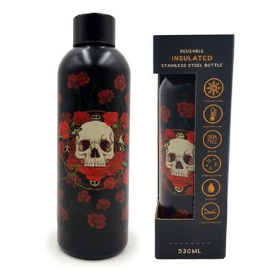 Botella Térmica Calaveras & Rosas Acero Inoxidable 530ml