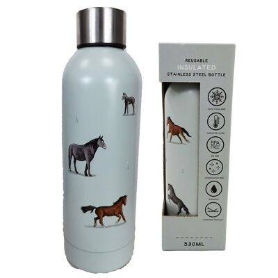 Botella de bebidas con aislamiento térmico de acero inoxidable Horses 530ml