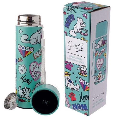 Simon's Cat Thermal Bottle Digital Thermometer 450ml