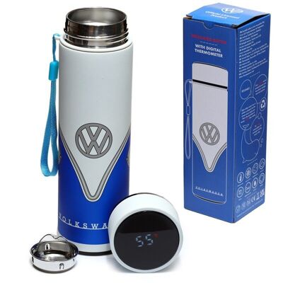 VW T1 Camper Bus Blue Bottle Digital Thermometer 450ml