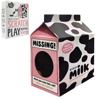 Casa de juegos para gatos con forma de cartón de leche: constrúyala usted mismo