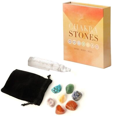Set of 7 Chakra Stones Kit with Crystal