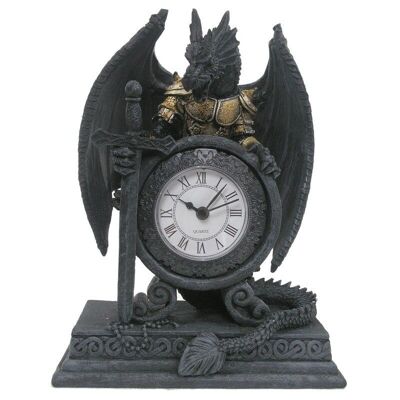 Horloge de manteau de dragon en armure